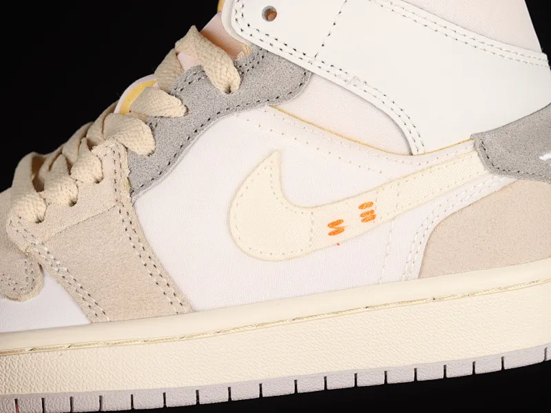 All categories Air Jordan Jordan series basketball shoes Air Jordan 1 Mid Air Jordan 1 Mid "White And Phantom" AJ1 Joe 1 seam deconstruction DM9652-100